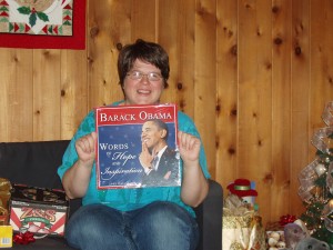 Me smiling with glee at getting the Obama calendar I asked for!